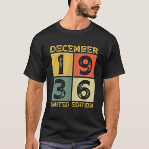 86th Birthday Decorations December 1936 86 Years O T-Shirt