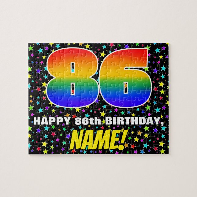 86th Birthday — Fun, Colorful Star Field Pattern Jigsaw Puzzle (Horizontal)