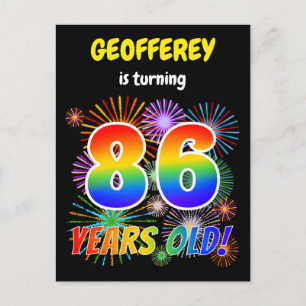 86th Birthday - Fun Fireworks, Rainbow Look "86" Postcard