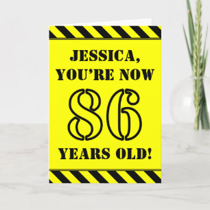 86th Birthday: Fun Stencil Style Text, Custom Name Card