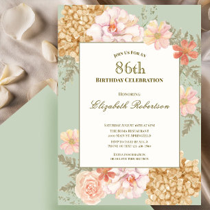 86th Birthday Invitation Autumn Colours Floral Sag