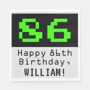 86th Birthday - Nerdy / Geeky Style "86" & Name Napkin