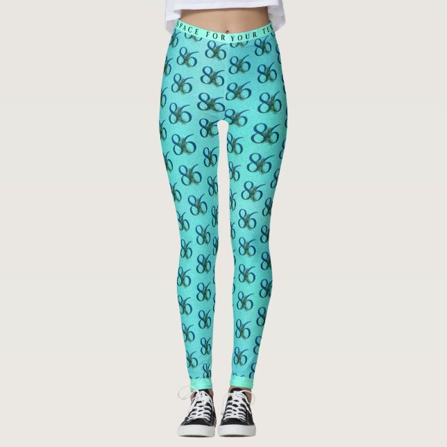 86th Birthday or Anniversary Peacock Pattern Leggings (Front)