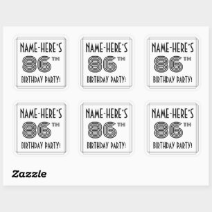 86th Birthday Party: Art Deco Style + Custom Name Square Sticker