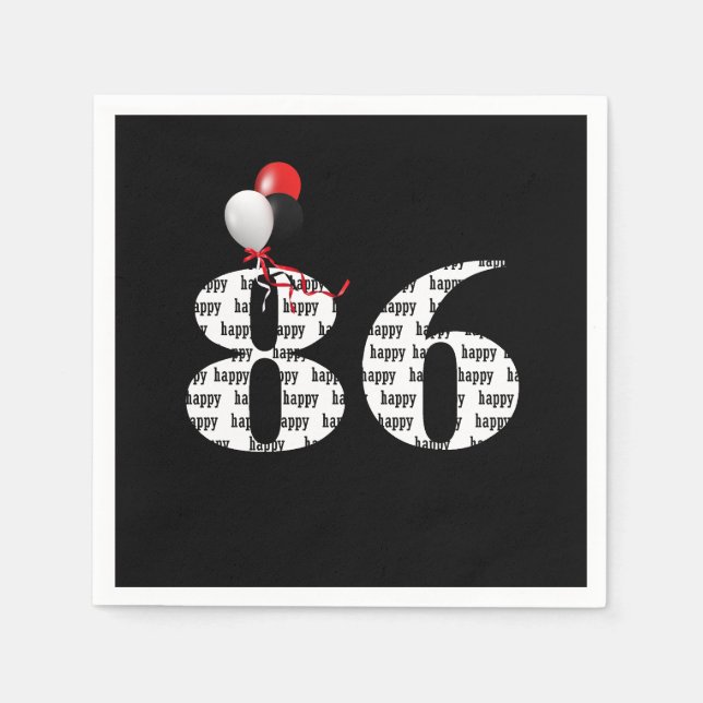 86th Birthday party balloons Napkin (Front)