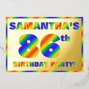 86th Birthday Party — Fun, Rainbow Spectrum “86”
