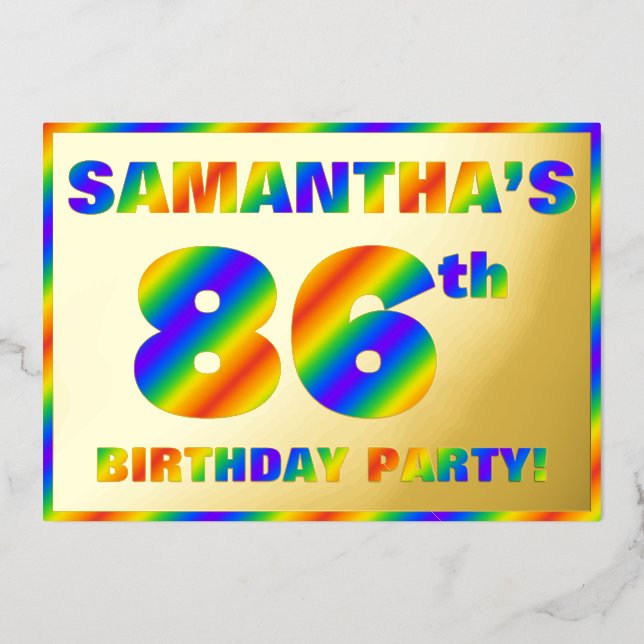 86th Birthday Party — Fun, Rainbow Spectrum “86” (Front)