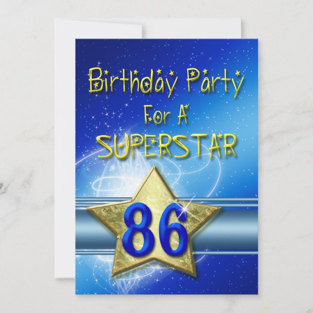 86th Birthday party Invitation for a Superstar. (Front)