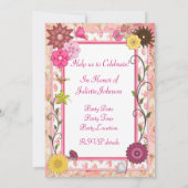 86th birthday party invitation with floral frame (Back)