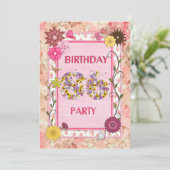 86th birthday party invitation with floral frame (Standing Front)