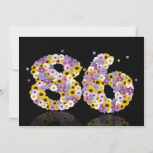 86th Birthday party, with flowered letters Invitation
