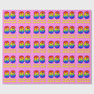 86th Birthday: Pink Stripes & Hearts, Rainbow # 86 Wrapping Paper