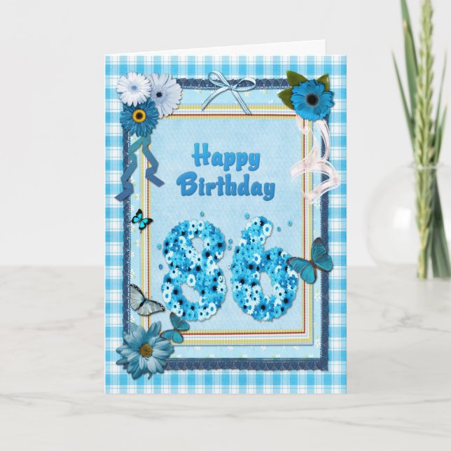 86th  Birthday with a scrapbook effect Card (Front)