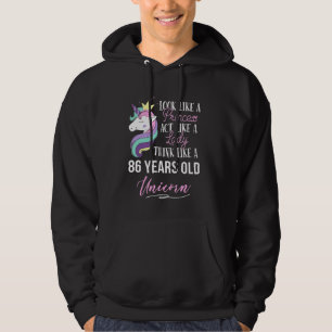 86th Unicorn Birthday Graphic for 86 Years Old Wom Hoodie