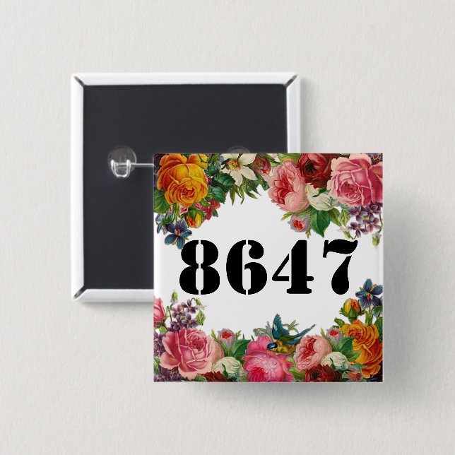 8747 floral 2 inch square button (Front & Back)