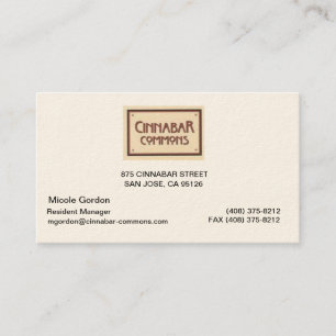 875 cinnabar... business card