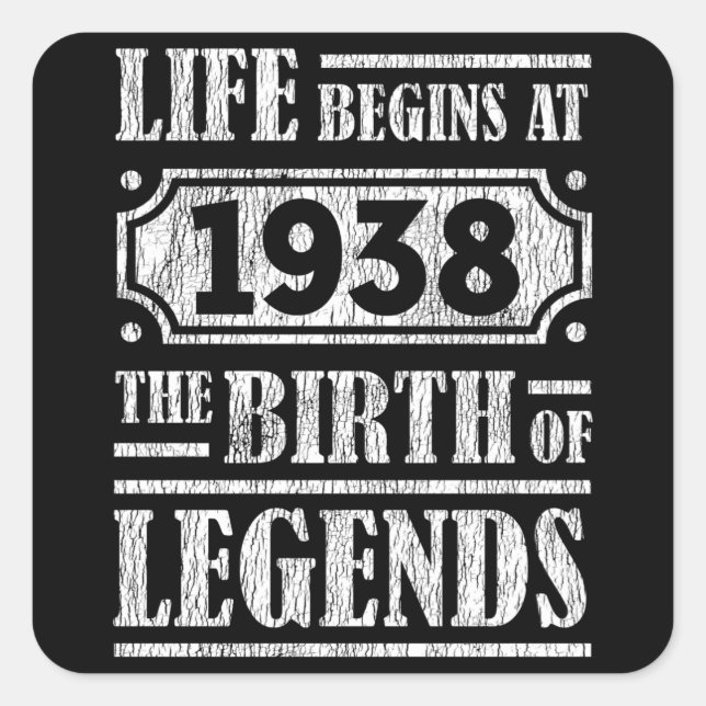 87 Year Old 1938 Birth Of Legend 87th Birthday Square Sticker (Front)