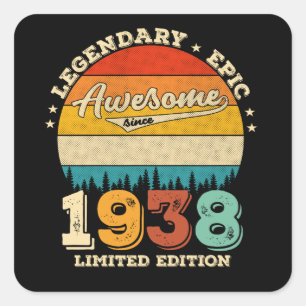 87 Year Old Bday 1938 Awesome 87th Birthday Gift Square Sticker