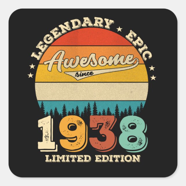 87 Year Old Bday 1938 Awesome 87th Birthday Gift Square Sticker (Front)