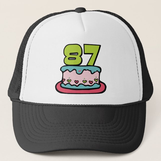 87 Year Old Birthday Cake Trucker Hat (Front)