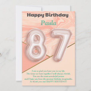 87 year old girls Happy Birthday card
