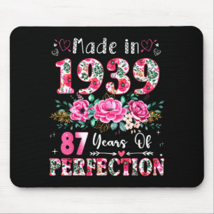 87 Year Old Made In 19&#; Floral 87th Birthday Wo Mouse Pad