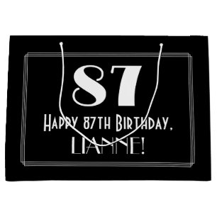 87th Birthday: Art Deco Inspired Style "87", Name Large Gift Bag