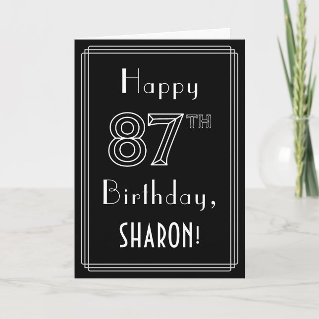 87th Birthday: Art Deco Style # 87 & Custom Name Card (Front)