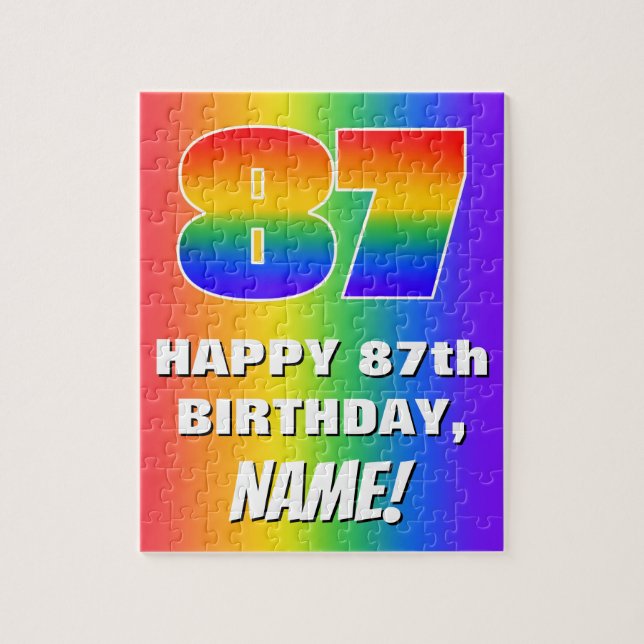 87th Birthday: Colourful, Fun Rainbow Pattern # 87 Jigsaw Puzzle (Vertical)