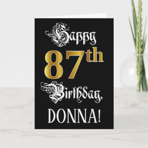 87th Birthday — Fancy Script; Faux Gold Look; Name Card