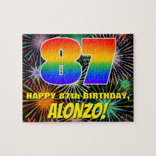 87th Birthday: Fun, Colourful Celebratory Firework Jigsaw Puzzle