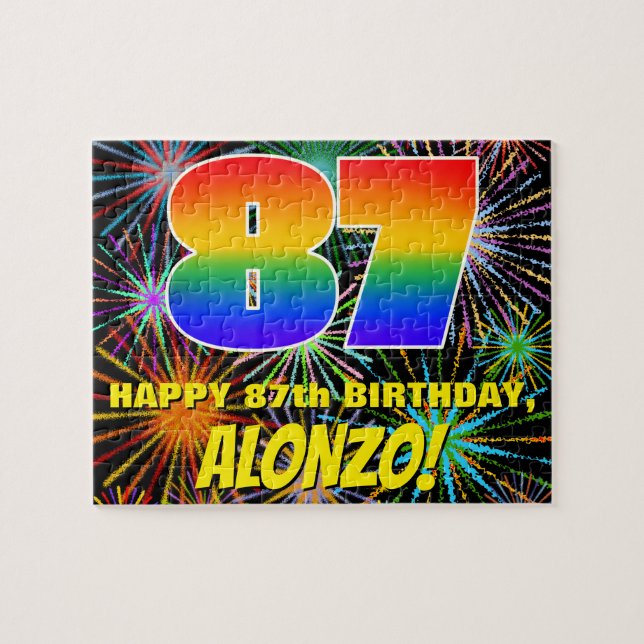 87th Birthday: Fun, Colourful Celebratory Firework Jigsaw Puzzle (Horizontal)
