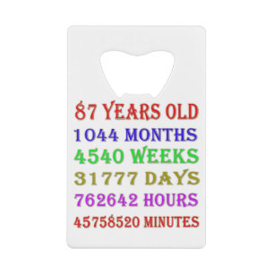 87th Birthday Milestones Credit Card Bottle Opener