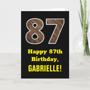 87th Birthday: Name, Faux Wood Grain Pattern "87" Card
