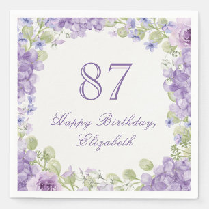 87th Birthday Napkins Elegant Purple Floral