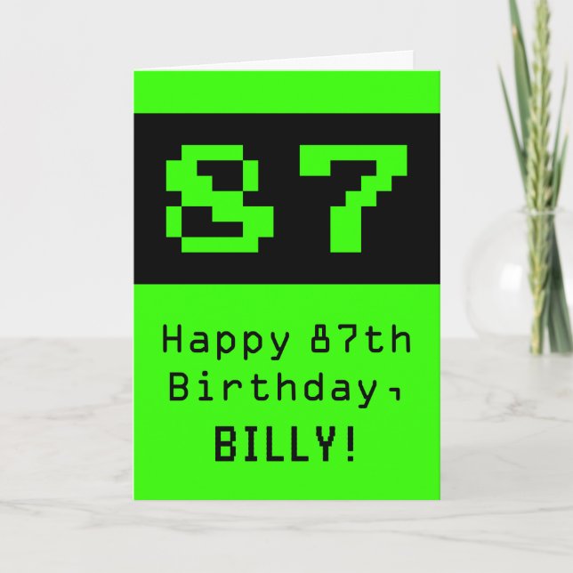 87th Birthday: Nerdy / Geeky Style "87" and Name Card (Front)