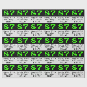 87th Birthday - Nerdy / Geeky Style "87" and Name Wrapping Paper