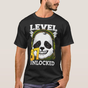87th Birthday Panda Bear Level 87 Unlocked Funny G T-Shirt