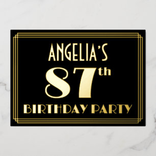 87th Birthday Party: Art Deco Look “87”, w/ Name