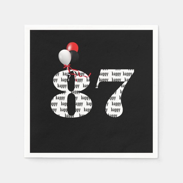 87th Birthday party balloons Napkin (Front)