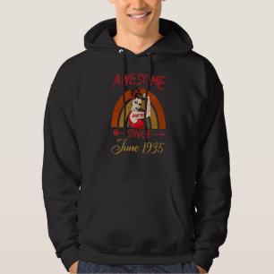 87th Birthday Queen Awesome Since June 1935 Rainbo Hoodie