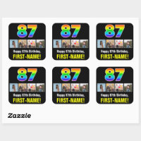 87th Birthday: Rainbow “87”; Custom Photos & Name