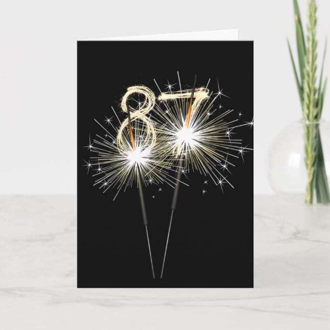 87th Birthday Sparklers on Black Card (Front)