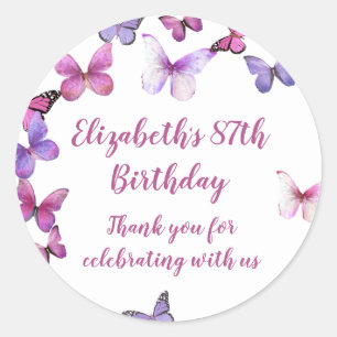 87th Birthday Thank You Sticker For Party Favours
