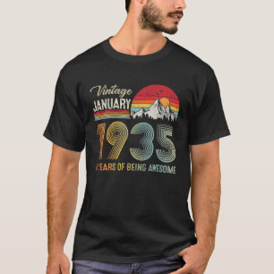 87Th Birthday Vintage January 1935 87 Years Old Fu T-Shirt