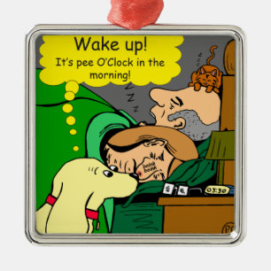 881 Pee o'clock in the morning cartoon Metal Ornament