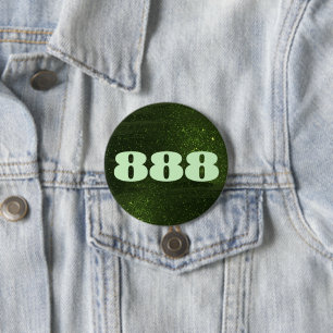 888 Green Glitter Number Abundance Manifestation 3 Inch Round Button