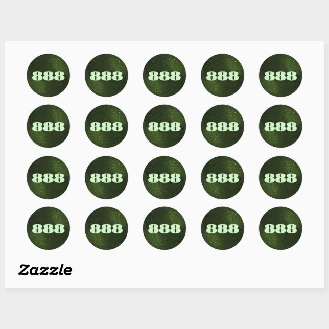 888 Green Glitter Number Abundance Manifestation Classic Round Sticker (Sheet)