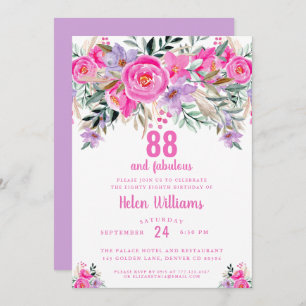88 et fabuleuse invitation rose 88e anniversaire
