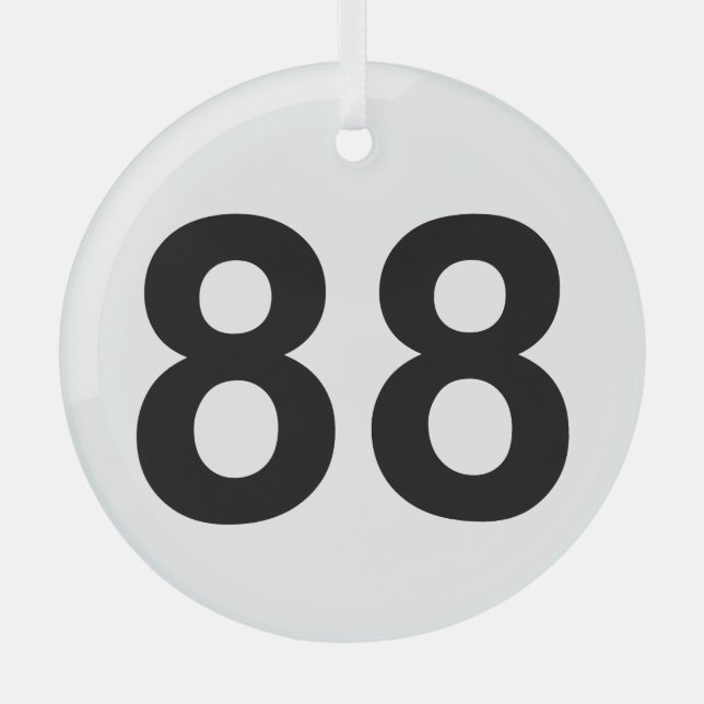 88 - number eighty-eight glass ornament (Front)